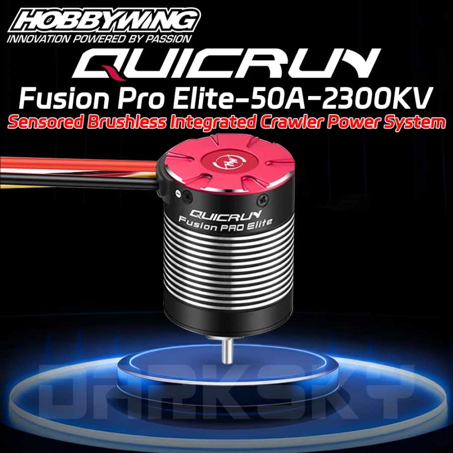 Бесколлекторный интегрированный мотор-регулятор HOBBYWING QuicRun Fusion Pro Elite 50A 2300KV с датчиками для радиоуправляемых моделей автомобилей и краулеров масштаба 1/10 Летательный аппарат