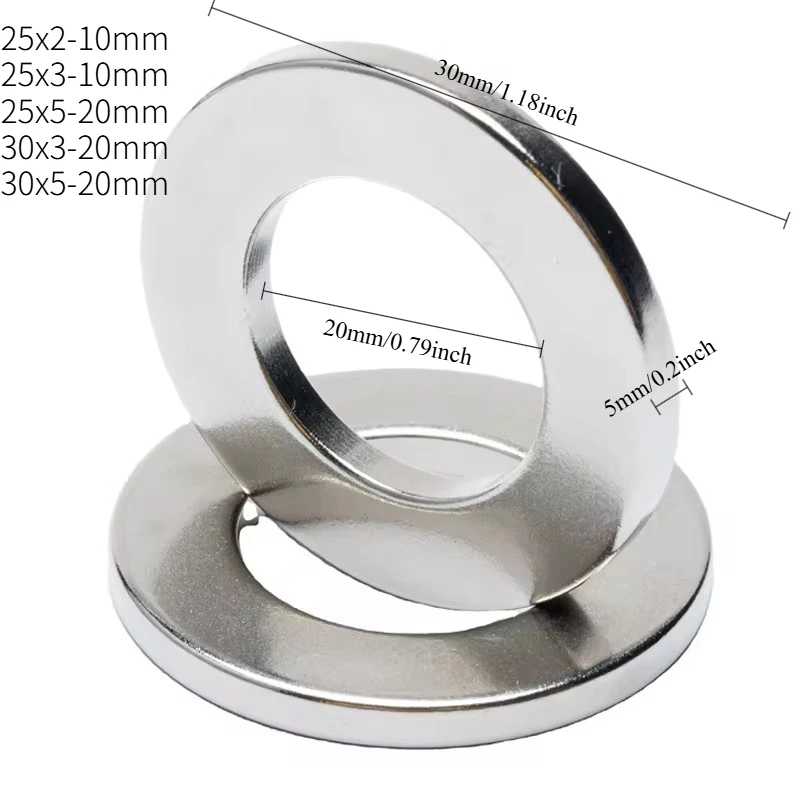 N35 25x2-10 25x3-10 25x5-20 30x3-20 30x5-20 Кольцо Прочное прямое кольцо с круглым отверстием Стандартная доска Неодимовые магниты Diy office Крепеж и скобяные изделия