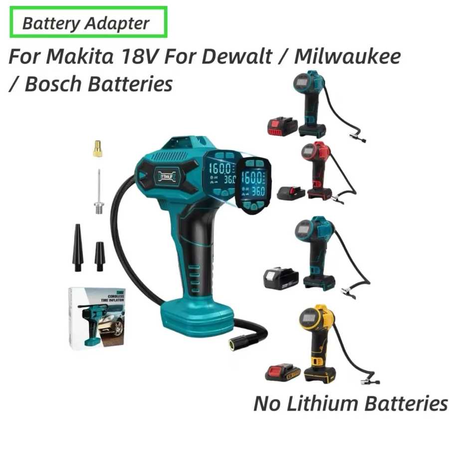 Беспроводной компрессор для накачивания шин для аккумуляторов Makita 18V, Dewalt, Milwaukee, Bosch, портативный (без аккумуляторов) Детали для электроинструментов
