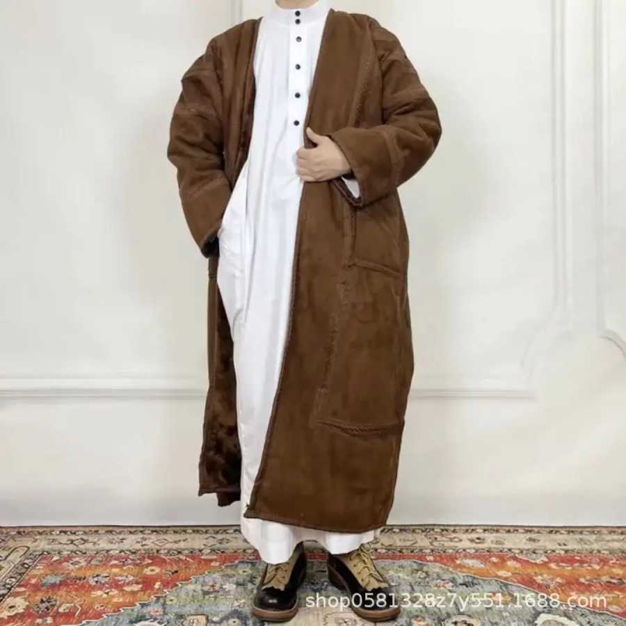 Фотография №3 товара 2025 скромный мужской мусульманский Тобе, свободный Dishdasha Jubba, арабский традиционный