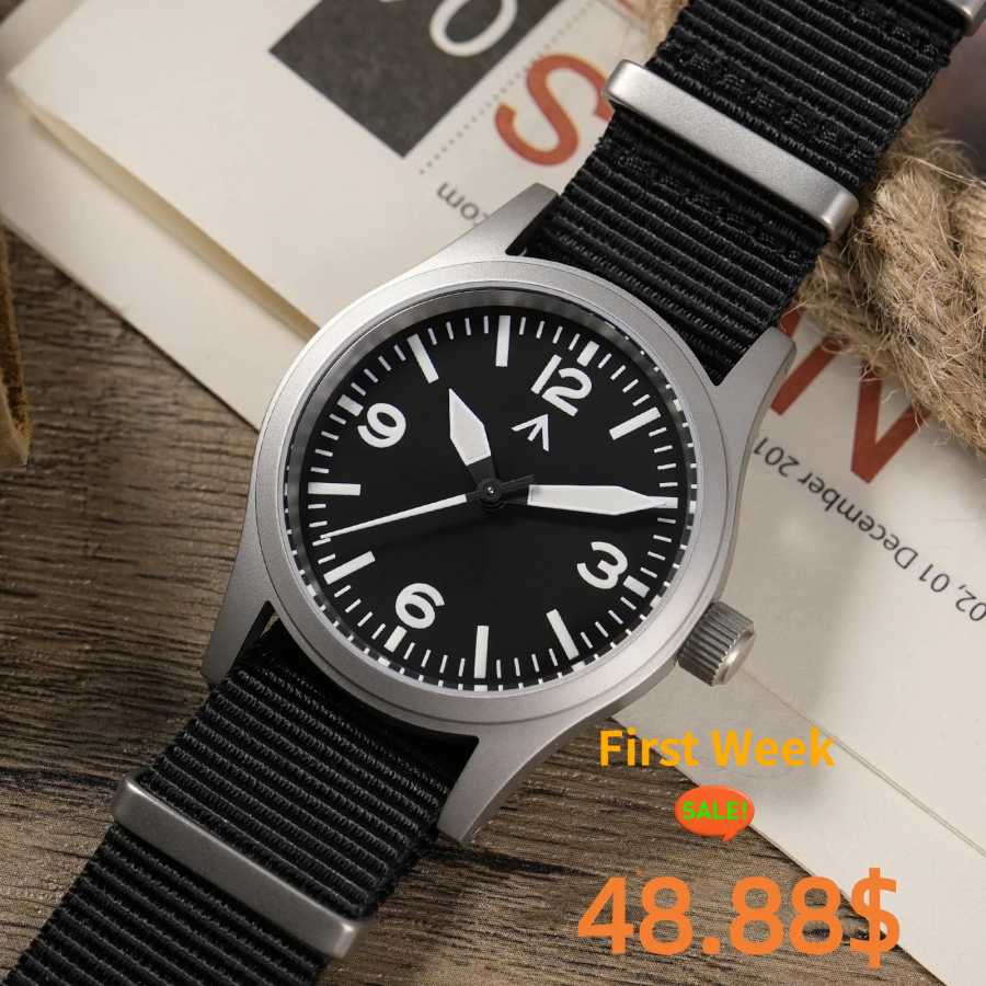 Militado Новые винтажные часы ML05 с секундным механизмом VH31 Sapphire Super-LumiNova BGW9 с высокой прозрачностью и AR-покрытием 38 мм Мужские часы