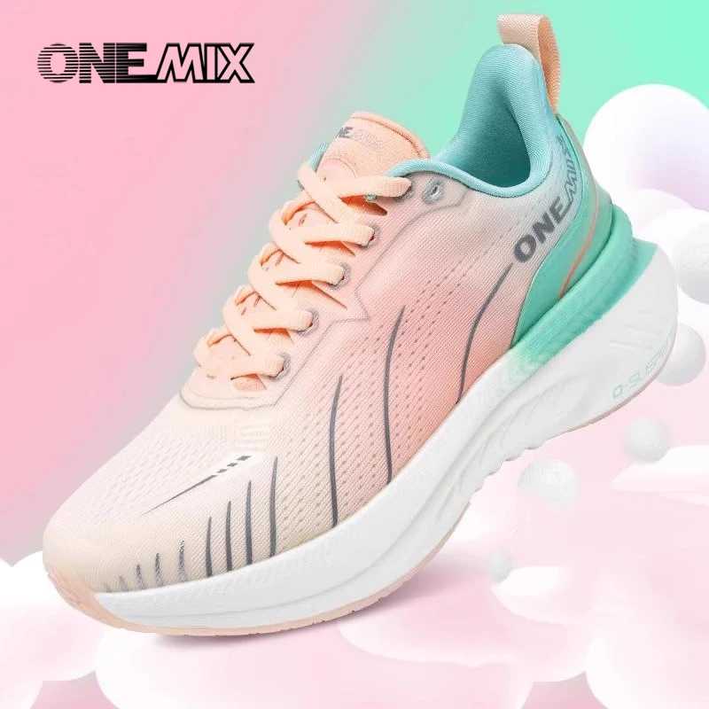 Женские кроссовки ONEMIX, черные дышащие кроссовки для бега, дизайнерская модная демпфирующая спортивная обувь розового цвета, 2024 Кроссовки