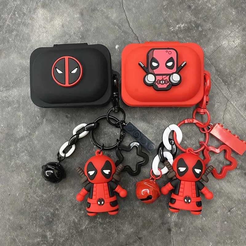 Чехол для наушников с рисунком Marvel Deadpool для ушей (A), силиконовые беспроводные наушники, зарядное устройство, защитный чехол с брелоком Портативное аудио и видео