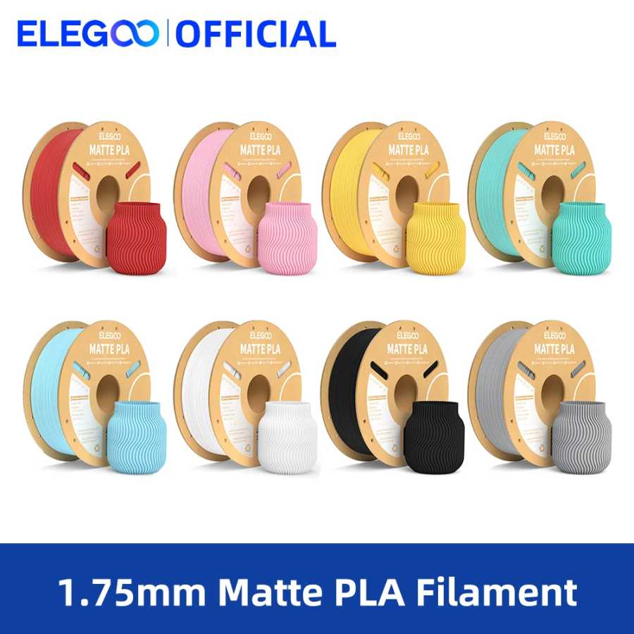 ELEGOO Матовый PLA-филамент 1 кг, 1,75 мм для 3D-принтеров FDM, точность размеров +/- 0,02 мм, 1 кг на картонной катушке (2,2 фунта) 3D-печать