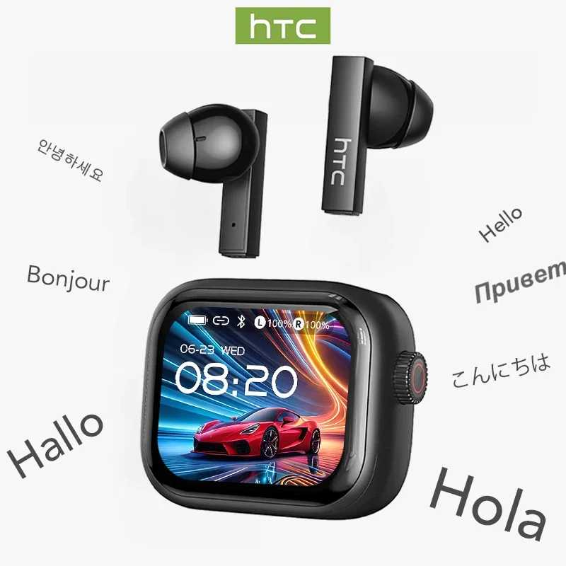 Экран Ultra HD Наушники HTC NE40 Bluetooth V6 TWS Спортивные беспроводные наушники AI-переводчик Наушники-вкладыши с микрофоном с шумоподавлением Портативное аудио и видео