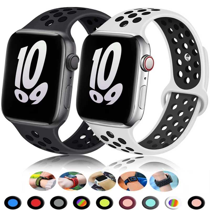 Спортивный ремешок для Apple Watch Band 46 мм 44 мм 40 мм 42-38-41 мм 45 мм Дышащий браслет iWatch Series 10 9 8 7 6 SE 5 3 Ultra 2 49 мм 