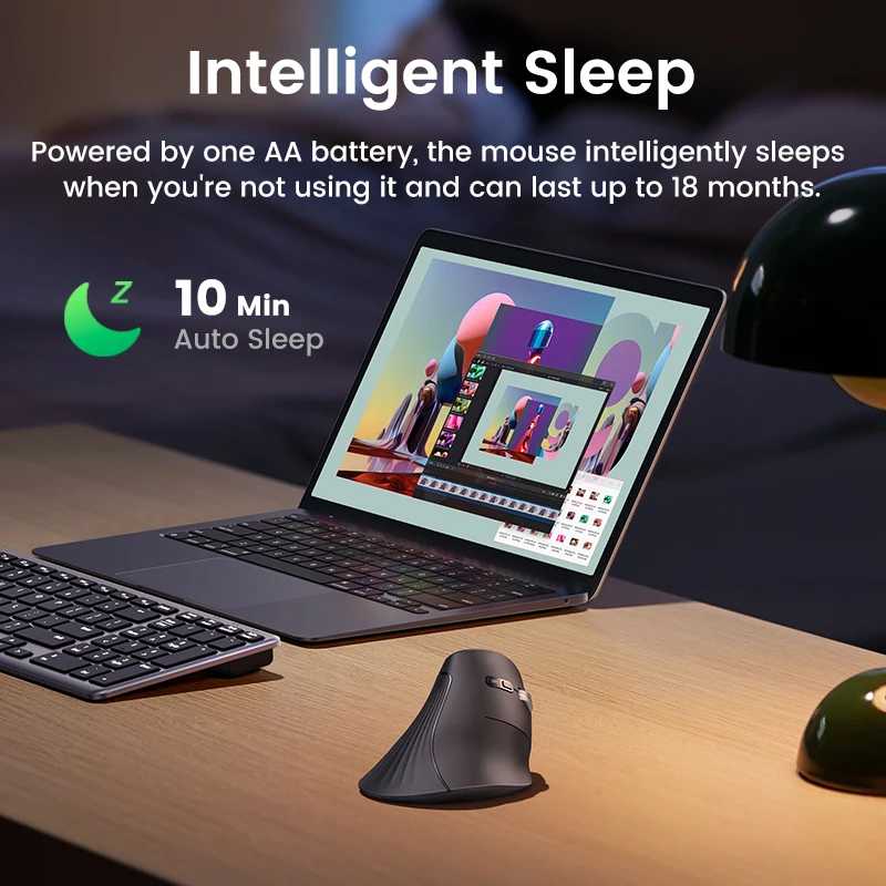 Фотография №5 товара Вертикальная мышь UGREEN, беспроводная Bluetooth5.0 2,4G, эргономичная, 4000 точек на