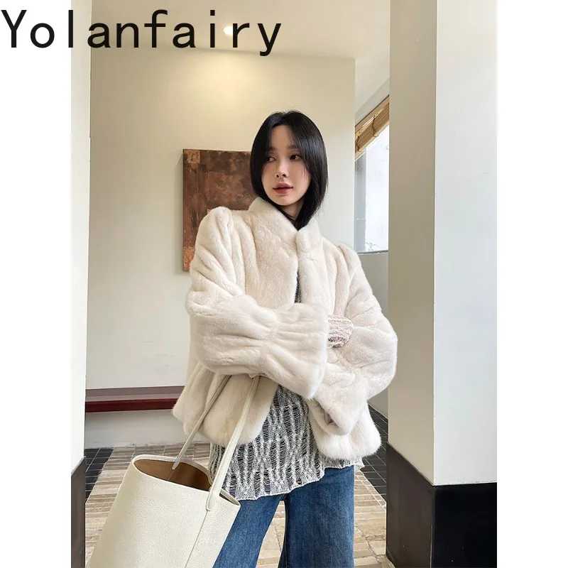 Фотография №2 товара YOLANFAIRY Новая зимняя женская шуба из натурального меха норки с