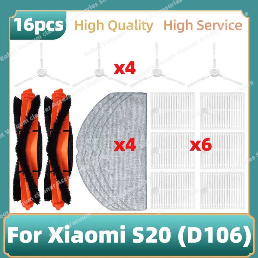 Совместимые детали для робота-пылесоса Xiaomi S20/D106, основная сторона, фильтр Hepa, сменные аксессуары для швабры Запчасти для бытовой техники