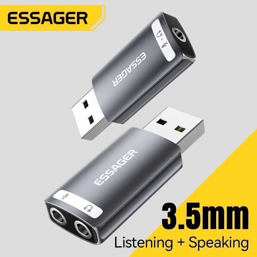 Essager внешняя звуковая карта USB для разъема для наушников с микрофоном 3,5 мм, стереогарнитура, аудио адаптер для микрофона, интерфейс динамика для ноутбука Аксессуары и запчасти