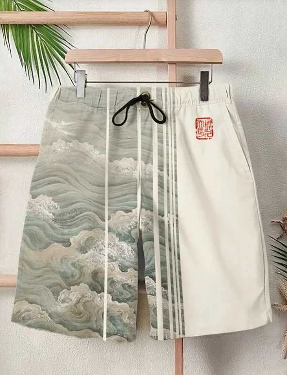 Фотография №2 товара 2025 Summer New 3D Japanese Wave Print Men's Street Hip-Hop