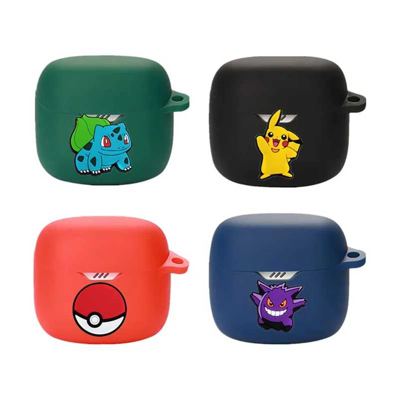 Чехол для наушников Potdemiel Pokemon для JBL Tune Flex/Flex 2, мягкие силиконовые беспроводные наушники, защитный чехол с крючком Портативное аудио и видео