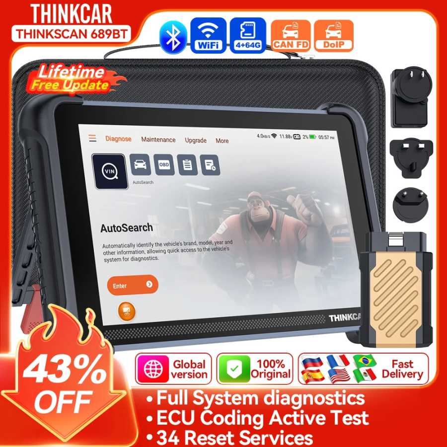 THINKCAR THINKSCAN 689BT CANFD DOIP OBD2 диагностический инструмент 34 сброс автомобильный сканер полная система кодирования ЭБУ двунаправленное сканирование управления Инструмент для ремонта автомобилей