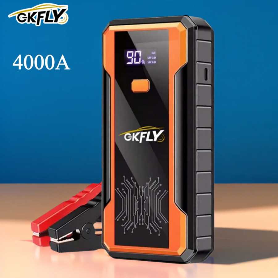 Мощное пусковое устройство GKFLY 59.6Wh, 4000А, портативное зарядное устройство для запуска бензиновых и дизельных автомобилей, зарядка для автомобильных аккумуляторов. Автоэлектроника