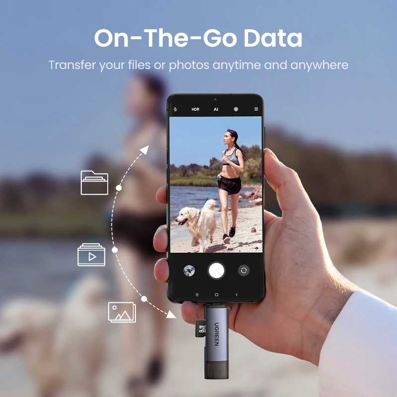 Фотография №2 товара Устройство для чтения карт UGREEN, USB 3,0, USB C, SD,