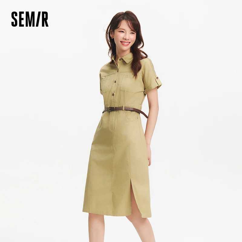 Фотография №2 товара Женская рубашка Semir с воротником, хлопковая, с разрезом, миди, с