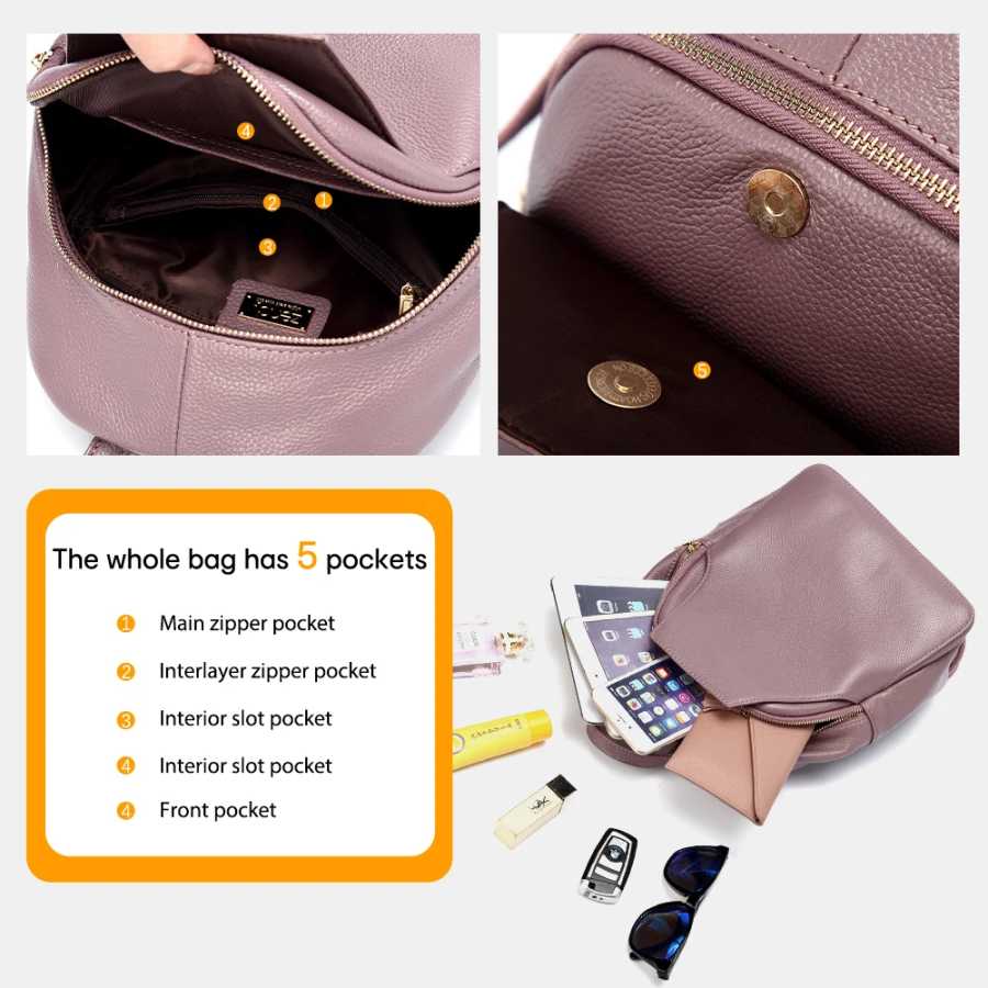 Фотография №4 товара Женский рюкзак Zency Charm из 100% натуральной кожи с защитой