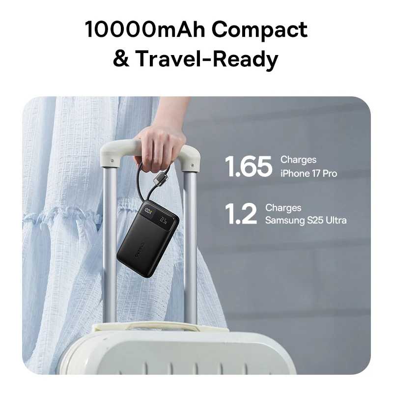 Фотография №4 товара Baseus 10000 мАч Power Bank 22,5 Вт Встроенный двойной кабель