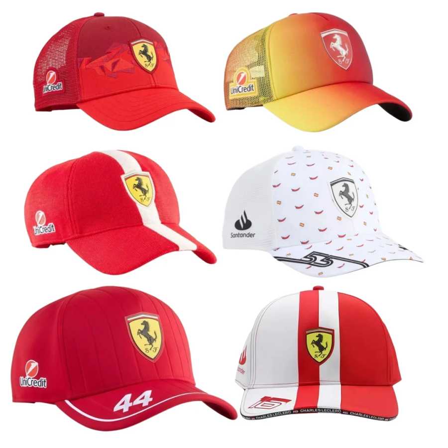 Бейсболка F1 Ferrari Racing Hamilton 2025 с вышивкой, кепка пилота, спортивная кепка для гонок, кепка от солнца Ferrari 488 812 296 Шапки и кепки
