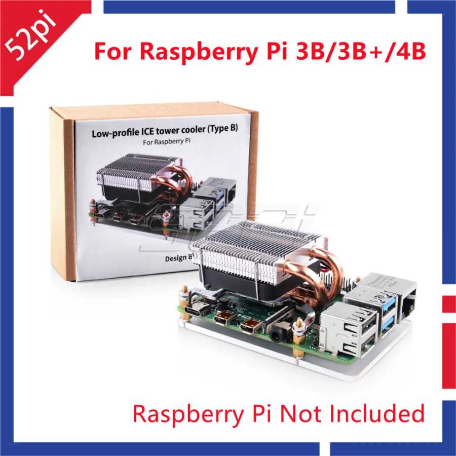 52Pi Новый низкопрофильный охлаждающий вентилятор для процессора Ice Tower 4010, радиатор кулер &laquo;сделай сам&raquo; для Raspberry Pi 4 B / 3B + / 3B Компьютерные комплектующие