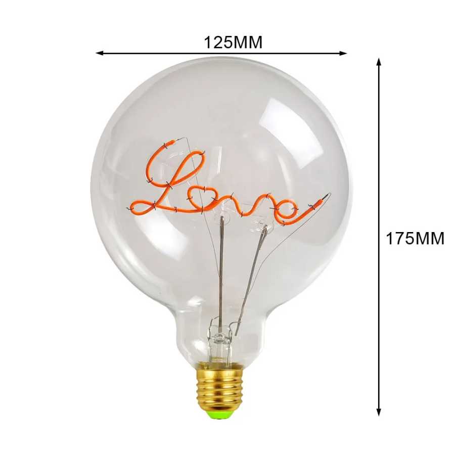 Фотография №2 товара Светодиод G125 4 Вт 220 В Dimmbale LOVE Розовый Красный