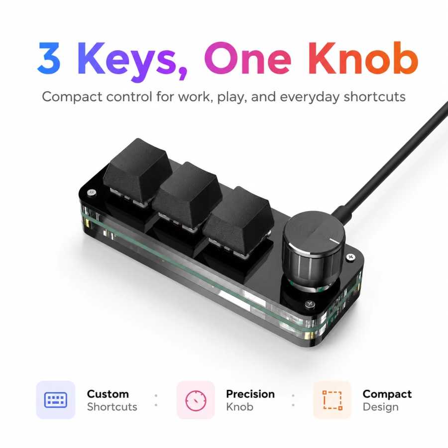 Клавиатура для программирования макросов Macropad RGB Mini с возможностью горячей замены, игровая пользовательская ручка, клавиатура, красный переключатель, 3-клавишная ручка для мультимедиа Photoshop Компьютерная периферия