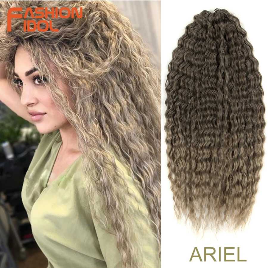 Волосы Ariel, синтетические вьющиеся волосы, вязанные крючком, 24-дюймовые волнистые косы, омбре, блондинка, коричневые, глубокие волны, плетение волос, наращивание волос Синтетические волосы