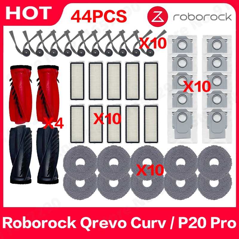 Для ( Roborock Qrevo Curv / P20 Pro) Запасные части Hepa-фильтр Швабра Ткань Мешок для пыли Основная боковая щетка Аксессуары 