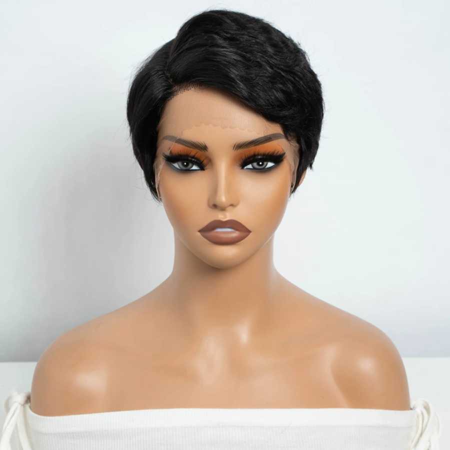 Фотография №1 товара Парик Lekker Black Short Pixie Cut 13X1 с C-образной частью