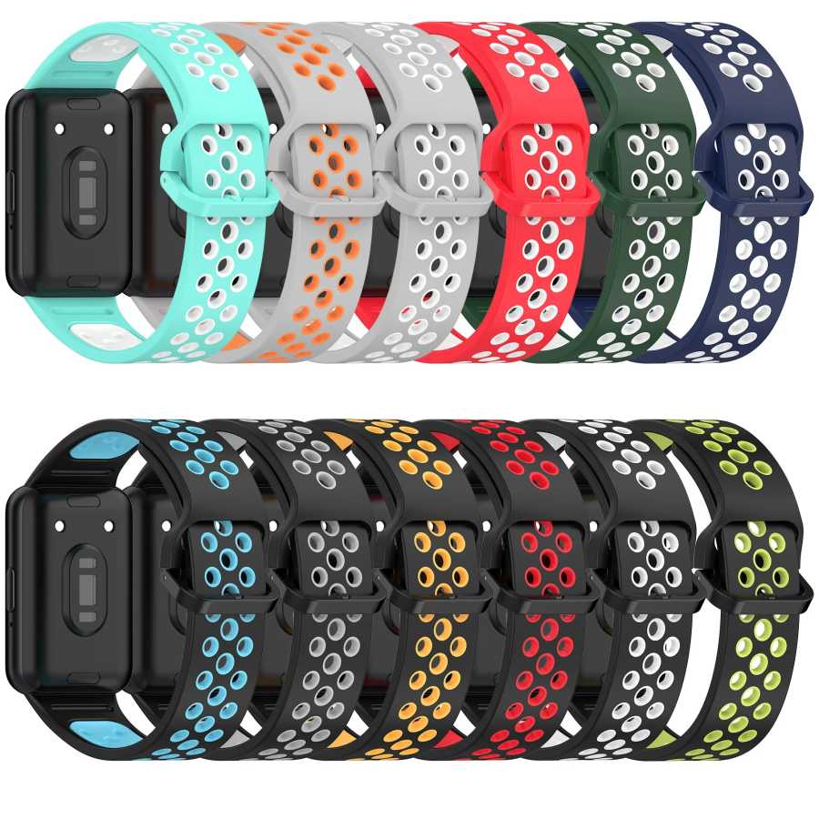 Фотография №5 товара Спортивный силиконовый ремешок для Samsung Galaxy Fit 3, двухцветный дышащий