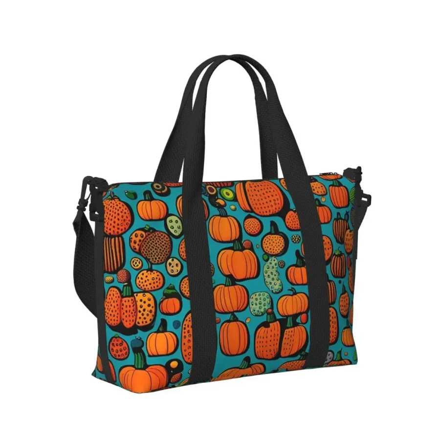 Сумка-тоут Yayoi Kusama Polka Pumpkin для пляжа и путешествий, большая вместительная сумка для спортзала, спорта, женская сумка для покупок, наплечная сумка-даффл Дорожные сумки