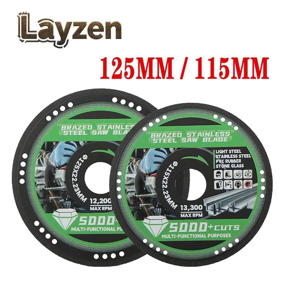 Layzen 115/125 мм 1,5 мм Алмазный отрезной круг для металла отрезной круг-5000 + отрезает арматурной стали, железо, угловая шлифовальная машина INOX-Fit Сверла, пилы и режущие инструменты