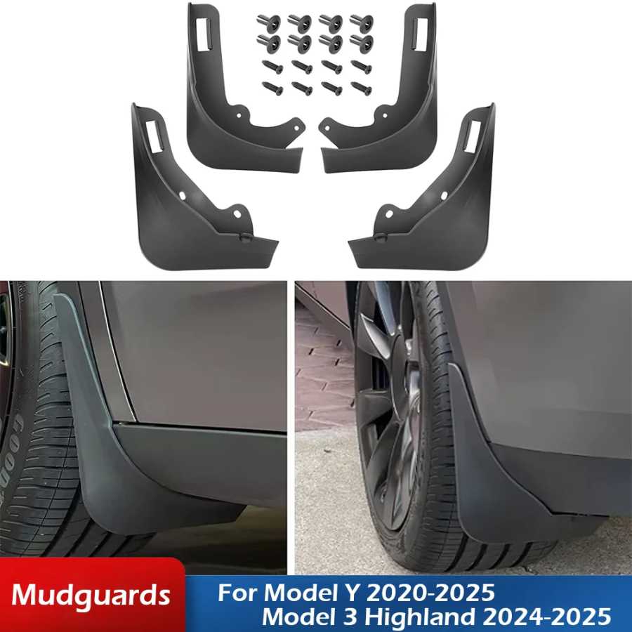 Матовые черные брызговики для Tesla Model Y Juniper Model 3 2020&ndash;202 гг., брызговики Highland, не нужно сверлить отверстия Детали экстерьера
