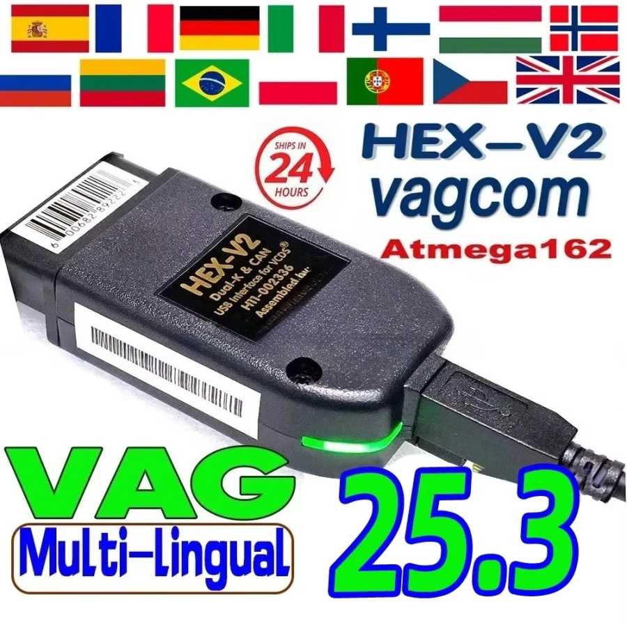2025 VCDS 25,3 VAG сканер кабель инструмента OBD2 диагностический многоязычный HEX V2 Wesheu VCDS VAG COM для Audi SKODA VW Car Инструмент для ремонта автомобилей