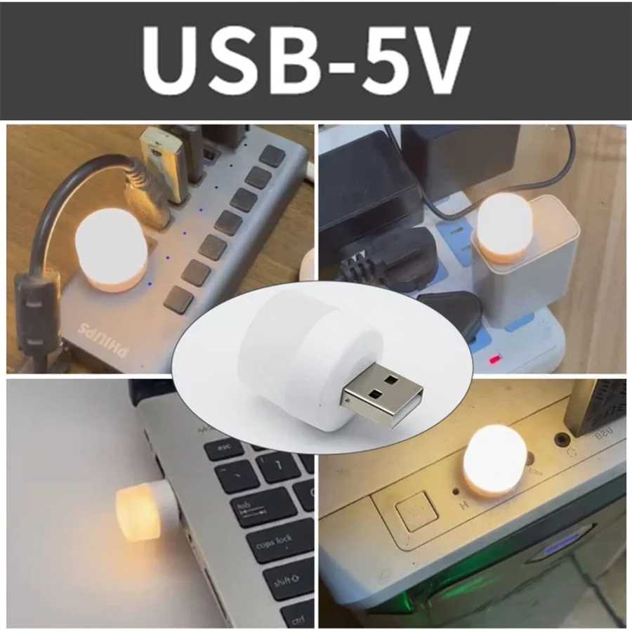 Фотография №2 товара USB-ночник Мини-светодиодный ночник USB-разъем Лампа Power Bank Зарядка USB-подсветки для