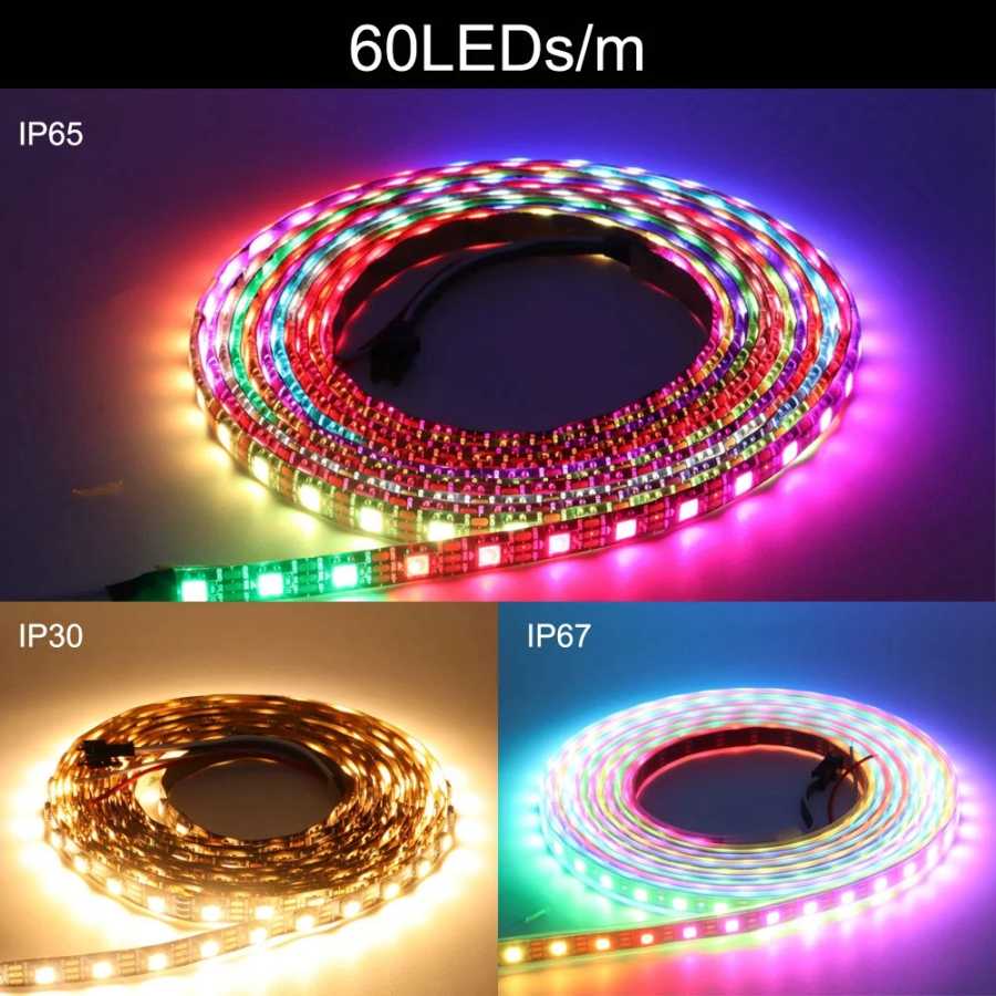 Фотография №5 товара DC5V WS2812B Индивидуально адресуемая светодиодная лента 5050 RGB WS2812 Смарт-пиксели