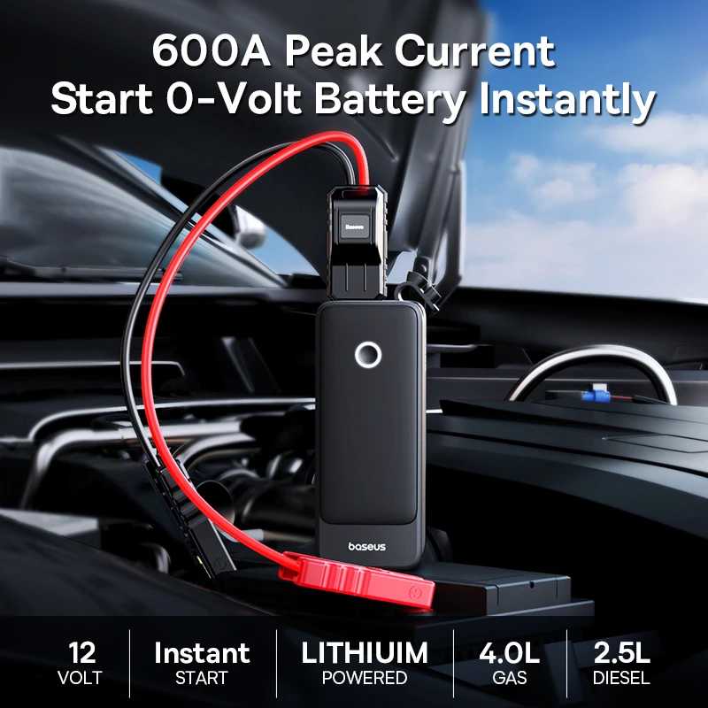 Фотография №1 товара Baseus 600A Jump Starter 6000 мАч Автомобильное зарядное устройство для