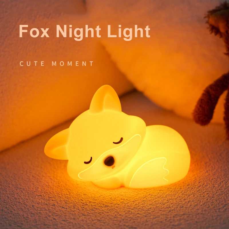 Фотография №1 товара Ночник Fox, силиконовая лампа, зарядка через USB, художественные декоративные элементы,