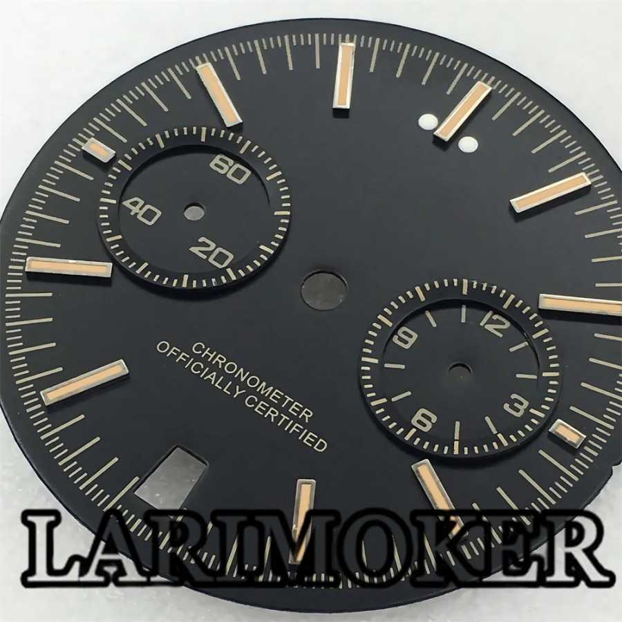 Фотография №2 товара Циферблат Larimoker 31,5 мм VK64 черно-синего цвета с эффектом Kaku,