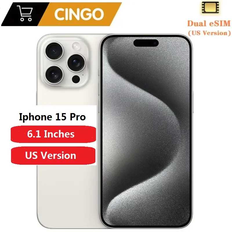 Оригинальный телефон Iphone 15Pro 5G, 128/256 ГБ, 6,1-дюймовый Super Retina XDR-дисплей, процессор A17 Pro, двойная основная камера ESIM 4800 мегапикселей Б/У и восстановленные телефоны