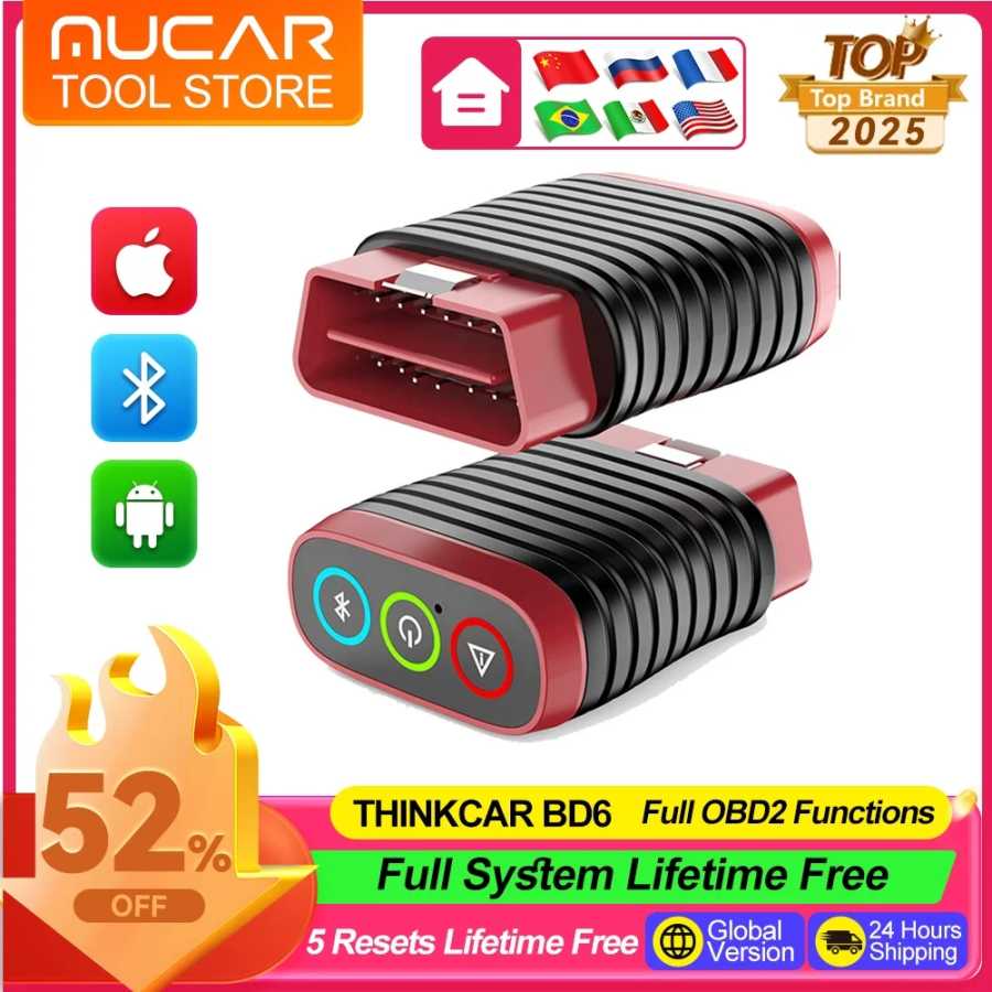 Thinkcar BD6 OBD2 сканер полная система диагностический инструмент 5, сброс, бесплатный беспроводной считыватель автомобильных кодов для Android Iphone VS BT200 Инструмент для ремонта автомобилей