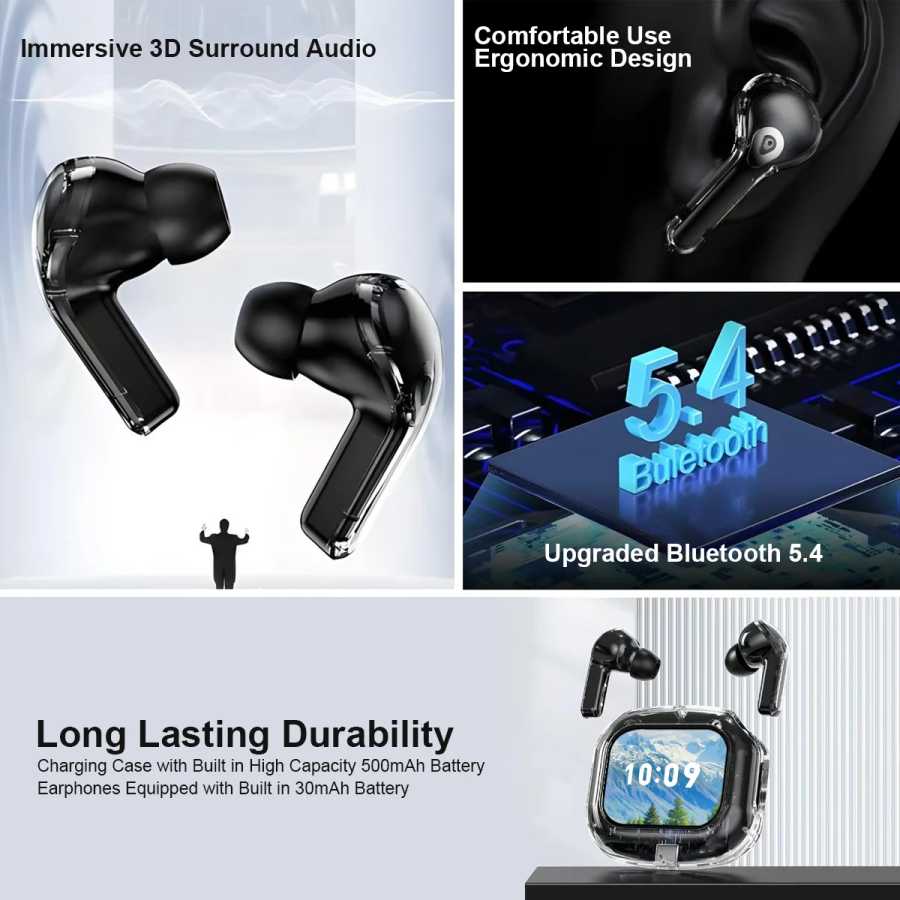Фотография №3 товара HLXZK 01 Bluetooth V5.4 Наушники AI-переводчик Наушники OWS ЖК-сенсорный экран