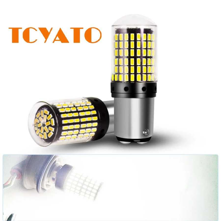 TCYATO 2 шт. 1156 P21W BAU15S PY21W T20 7440 W21W 3157 1157 P21/5W W21/5W Светодиодные лампы 144SMD LED CanBus для указателей поворота Автомобильные фары