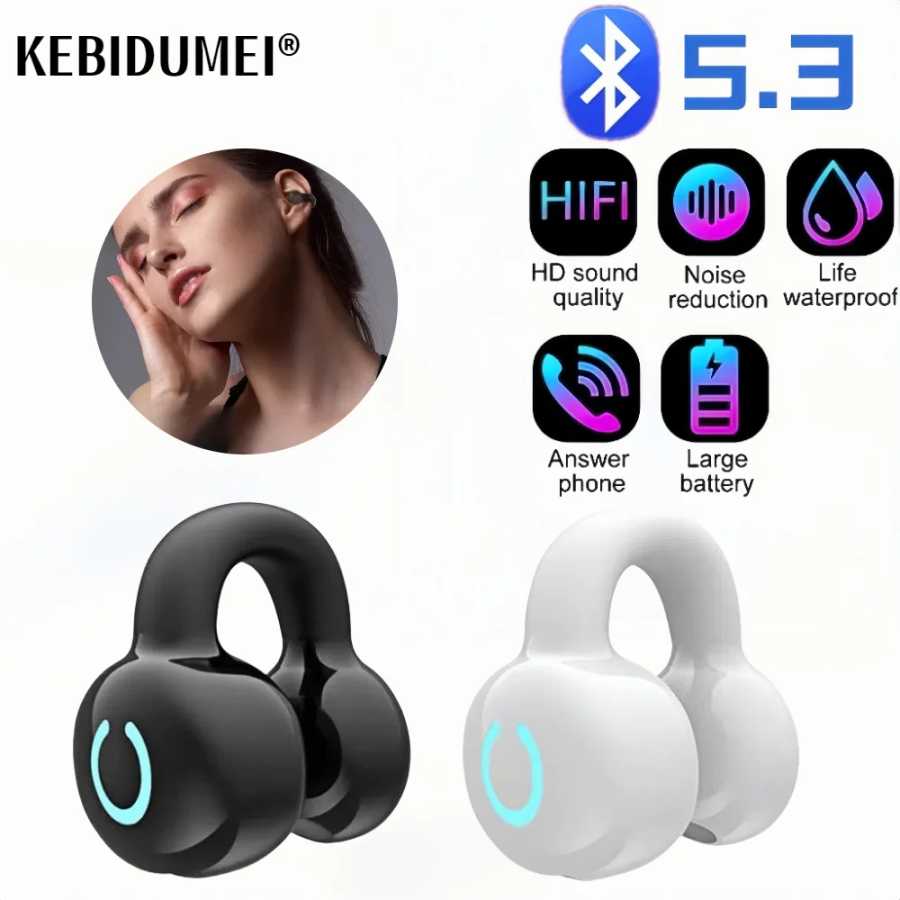 Беспроводные наушники с зажимом для ушей, Bluetooth 5,3, одиночные вкладыши, водонепроницаемые спортивные наушники с зажимом для наушников для тренировок по бегу Портативное аудио и видео