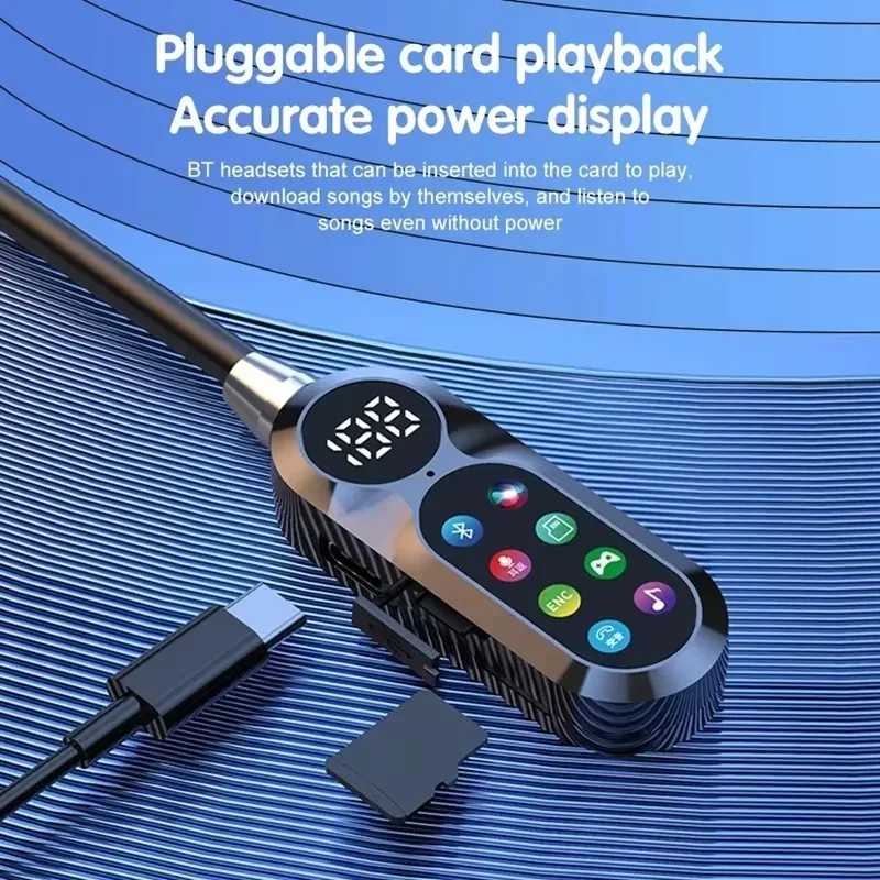 Фотография №2 товара Наушники Bluetooth 5.4 с HD-экраном, беспроводные TWS-гарнитуры с шейным ремешком,