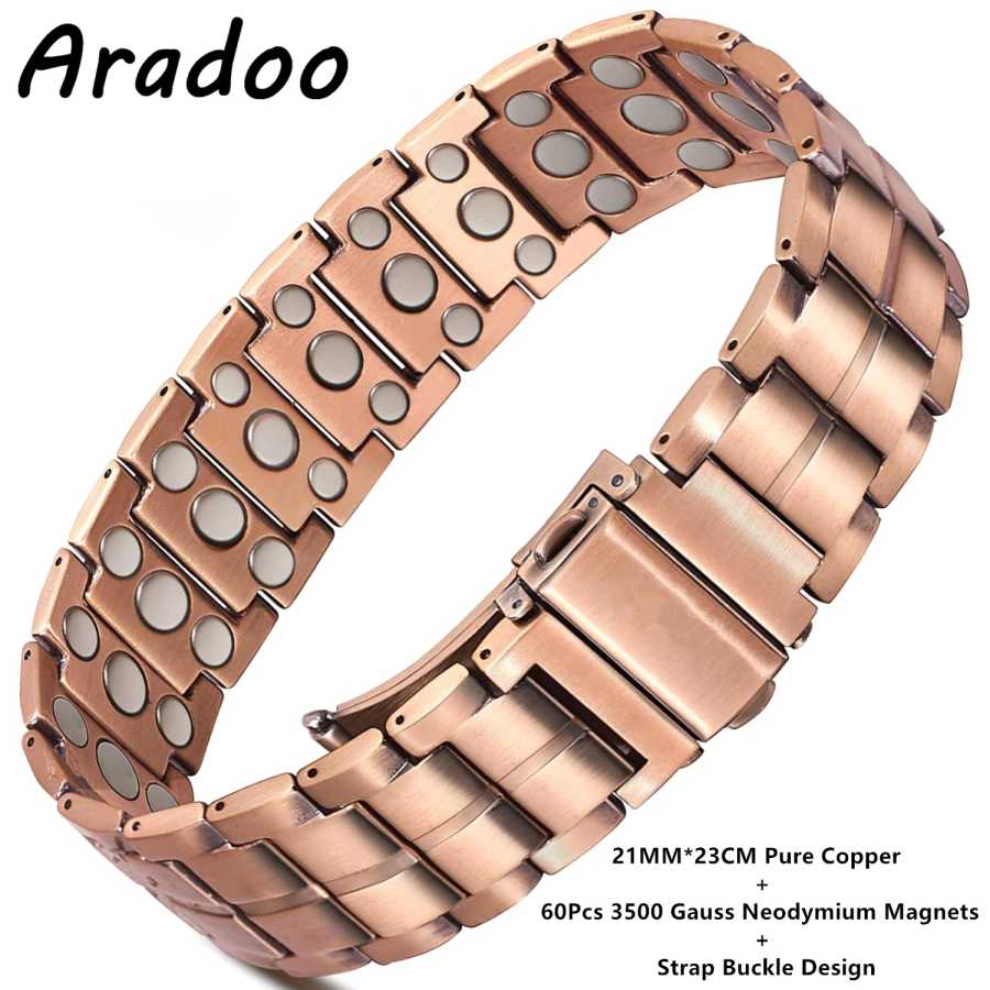 Магнитный медный браслет ARADOO 3X Strength 3500 Гаусс для мужчин, браслет из чистой меди с неодимовыми магнитами, ювелирные изделия, подарки Бижутерия