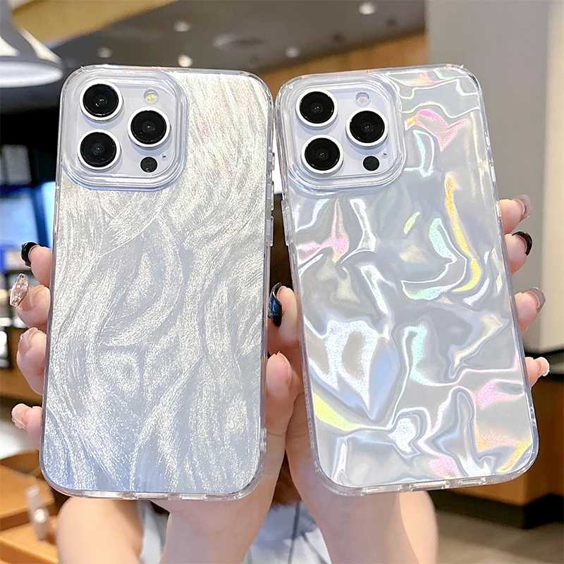 Чехол для телефона iPhone 16, 15, 13, 14, Pro Max 11, 12, 7, 8 Plus X XR XS Max SE 2020 2022, роскошный силиконовый чехол с лазерным серебряным градиентом Чехлы и чехлы для мобильных телефонов
