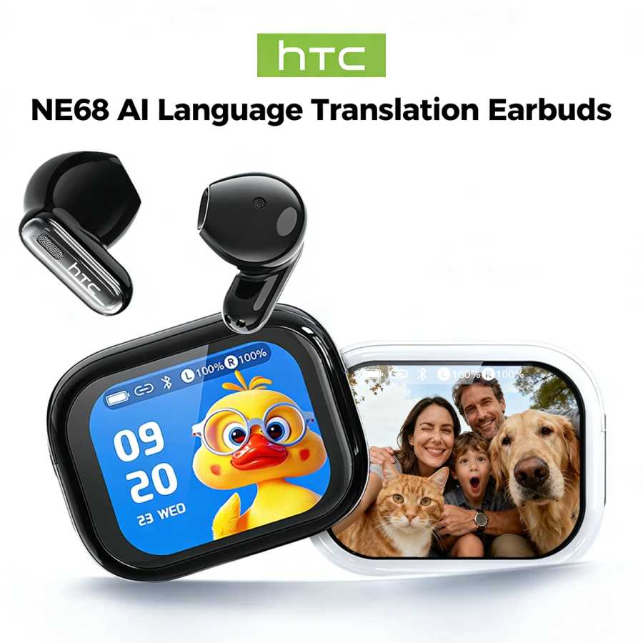 Беспроводные наушники с HD-экраном, Bluetooth-музыкальные наушники HTC NE68, 150 языков, срок службы батареи, четкое аудио, удобное ношение Портативное аудио и видео