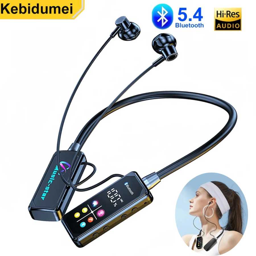 TWS Bluetooth 5,4 Беспроводные наушники HD Цветной экран Наушники с шейным ремешком Hi-Fi Стерео наушники с шумоподавлением Гарнитуры для живых людей Портативное аудио и видео