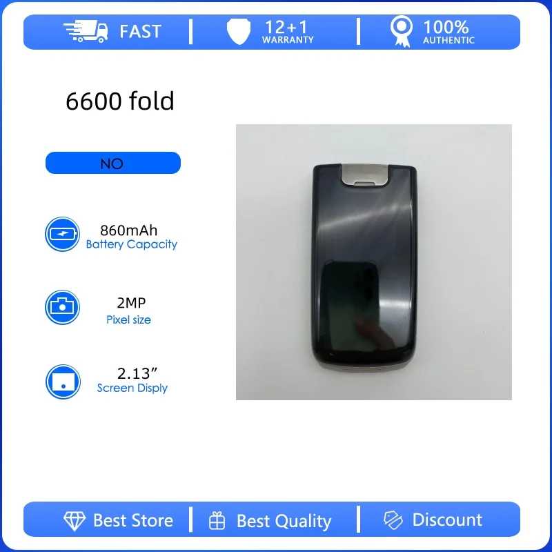 Восстановленный оригинальный мобильный телефон 6600 Fold 6600F 2MP 2G/3G, разблокированный GSM 900/1800, с русской, арабской, ивритской клавиатурой, произведено в Финляндии Б/У и восстановленные телефоны
